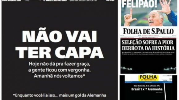 Jornais brasileiros dizem que Mineiraço é pior do que Maracanazo