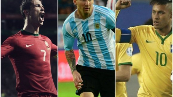 Cristiano Ronaldo, Messi e Neymar finalistas da Bola de Ouro de 2015