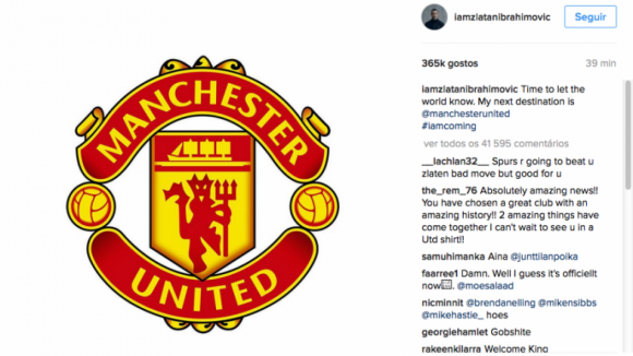 Zlatan Ibrahimović vai jogar no Manchester United