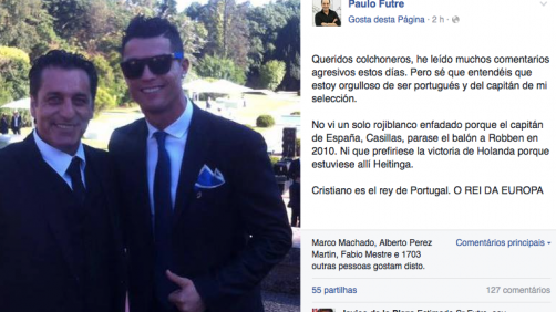 Futre reitera orgulho em Ronaldo, o "rei de Portugal, rei da Europa"