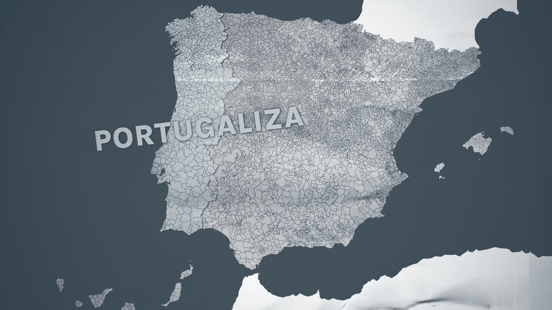 Mapa que simula a união territorial entre Portugal e a Galiza