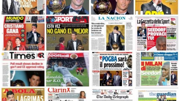Lágrimas de Ronaldo espalham-se pelas capas dos jornais mundiais