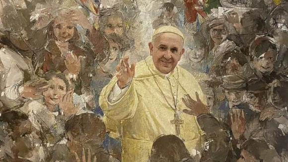 &ldquo;A Ben&ccedil;&atilde;o no Porto&rdquo;. Pintor Ant&oacute;nio Bessa oferece retrato a Papa Francisco onde ilustra a cidade do Porto