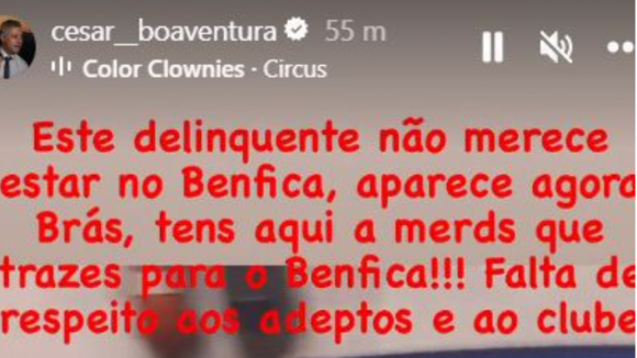 Boaventura dispara contra Braz, chama “delinquente” a Cabral e pede respeito a Benfica