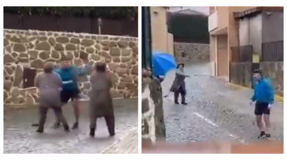 Ins&oacute;lito. Idosas perseguem corredor e expulsam-no da sua rua "&agrave; vassourada"