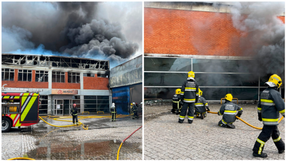 O registo na linha da frente do combate às chamas de 100 operacionais no Porto