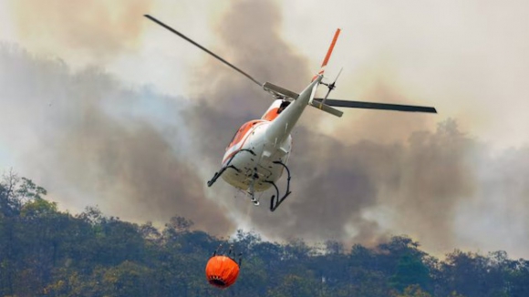 Fogo em mato na Guarda mobiliza dez meios aéreos