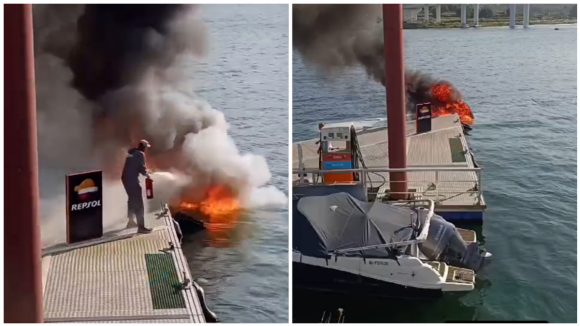 As imagens do combate &agrave;s chamas ap&oacute;s explos&atilde;o de mota de &aacute;gua no Porto
