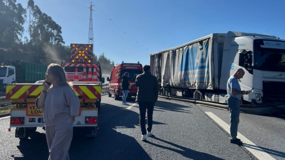 Cami&atilde;o atravessa separador central na A3 e obriga ao corte do tr&acirc;nsito